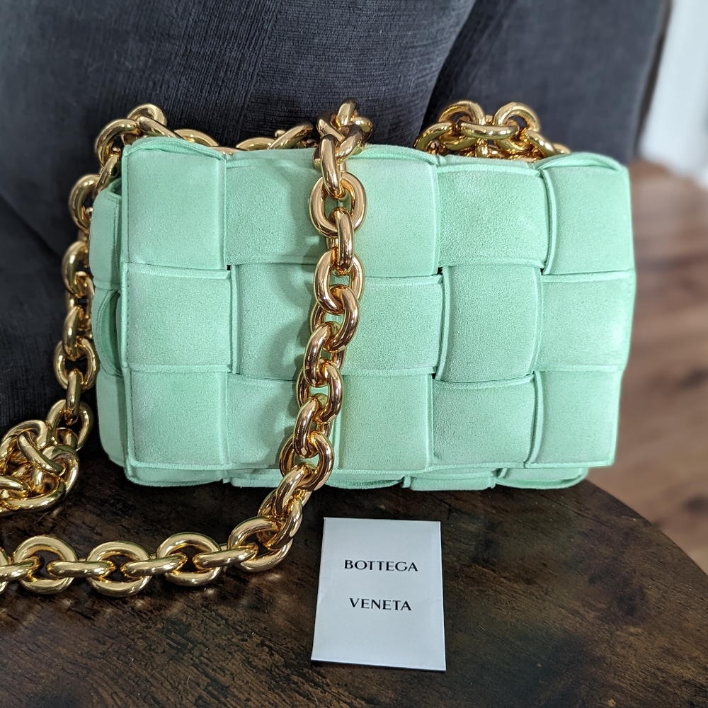 Authentic Bottega Veneta Suede Padded Cassette Bag